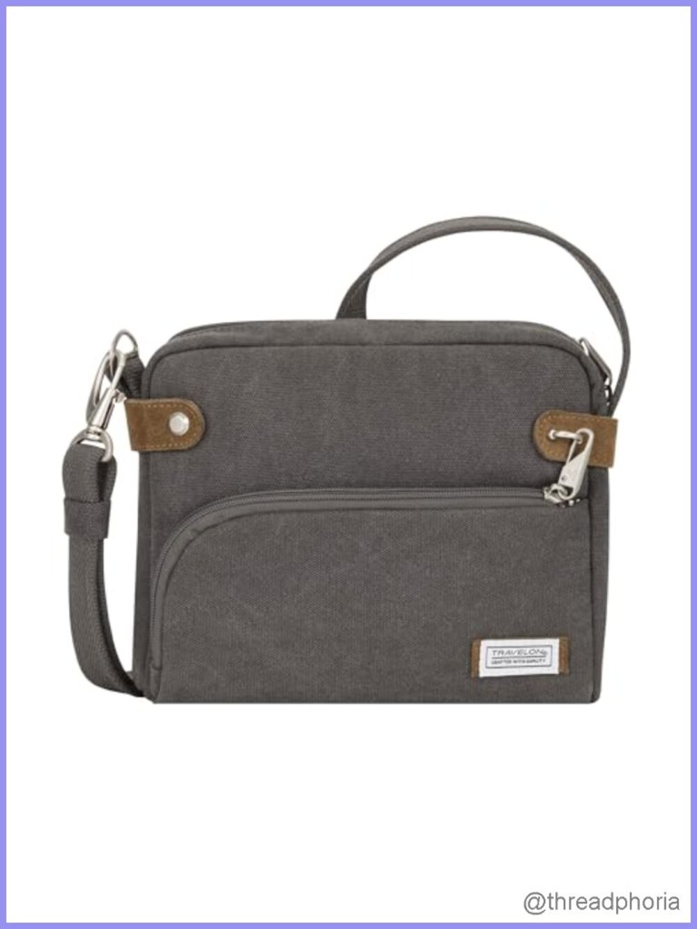 Anti-Theft Crossbody Bag with RFID Protection Slash Resistant Cotton Canvas